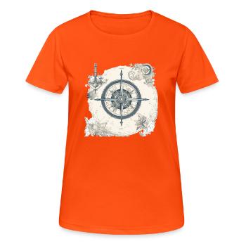 Old nautical chart - Women's Breathable T-Shirt - neon orange - Front - AI Model Female 172 dark (172cm)