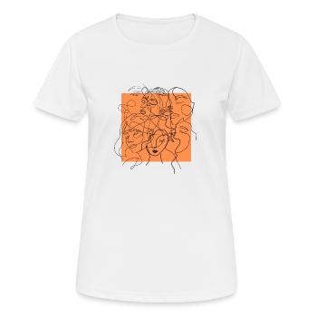 Face line orange - T-shirt respirant Femme - blanc - Devant - AI Model Female 172 dark (172cm)