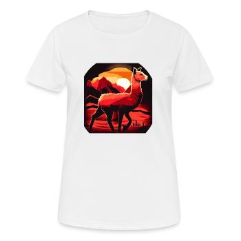 Montagnes du coucher de soleil de Cria Lama - T-shirt respirant Femme - blanc - Devant - AI Model Female 172 dark (172cm)
