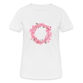 Vide,Fleurs,Couronne de fleurs,Floral,Fleur de cerisier - T-shirt respirant Femme - blanc - Devant - AI Model Female 172 dark (172cm)