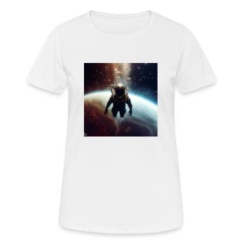 Un astronaute dans des bulles spatiales près de l’ISS - T-shirt respirant Femme - blanc - Devant - AI Model Female 172 dark (172cm)