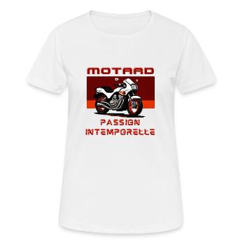 Motard Passion Intemporelle - T-shirt respirant Femme - blanc - Devant - AI Model Female 172 dark (172cm)