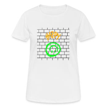 Conception HappyWall - T-shirt respirant Femme - blanc - Devant - AI Model Female 172 dark (172cm)