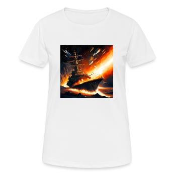 Battle ship in space volcano - Women's Breathable T-Shirt - white - Front - AI Model Female 172 dark (172cm)