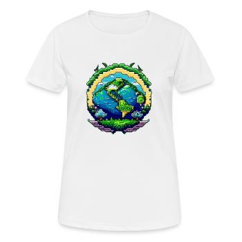 Globus in Pixelkunst - Frauen T-Shirt atmungsaktiv - Weiß - Vorne - AI Model Female 172 dark (172cm)
