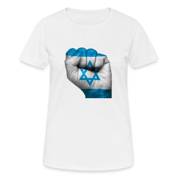 Flagge Israels auf geschlossener Faust gemalt - Frauen T-Shirt atmungsaktiv - Weiß - Vorne - AI Model Female 172 dark (172cm)