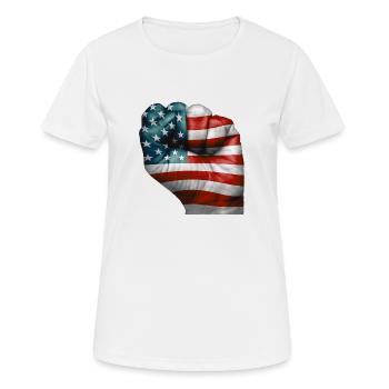 Drapeau américain peint sur un poing - USA - T-shirt respirant Femme - blanc - Devant - AI Model Female 172 dark (172cm)