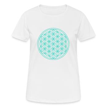 Symbole Fleur de Vie Fleur de Vie Yoga Turquoise - T-shirt respirant Femme - blanc - Devant - AI Model Female 172 dark (172cm)