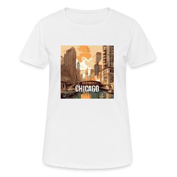 Chicago bei Sonnenuntergang - Frauen T-Shirt atmungsaktiv - Weiß - Vorne - AI Model Female 172 dark (172cm)