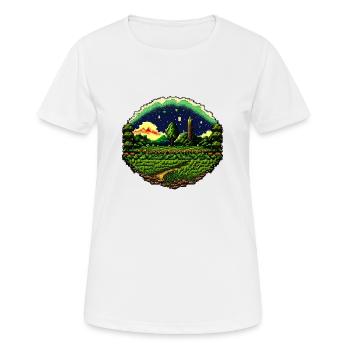 Verpixeltes Feld - Frauen T-Shirt atmungsaktiv - Weiß - Vorne - AI Model Female 172 dark (172cm)