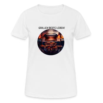 Grillen beste Leben! bei Sonnenuntergang am Strand - Frauen T-Shirt atmungsaktiv - Weiß - Vorne - AI Model Female 172 dark (172cm)