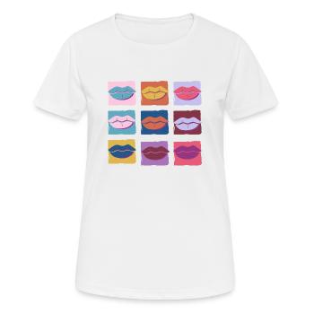 Retro mehrfarbige Lippe - Frauen T-Shirt atmungsaktiv - Weiß - Vorne - AI Model Female 172 dark (172cm)