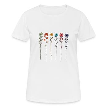 Art floral linéaire serein - T-shirt respirant Femme - blanc - Devant - AI Model Female 172 dark (172cm)