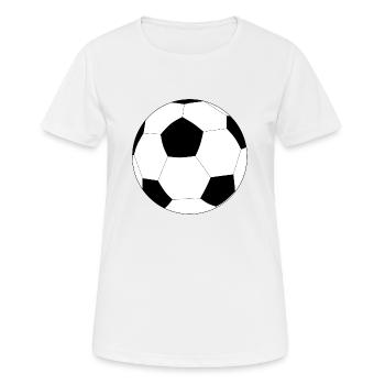 Grand ballon de foot, noir et blanc - T-shirt respirant Femme - blanc - Devant - AI Model Female 172 dark (172cm)