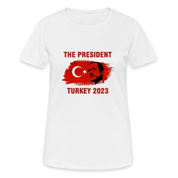 Präsident Recep Tayyip Erdogan Türkei 2023 - Frauen T-Shirt atmungsaktiv - Weiß - Vorne - AI Model Female 172 dark (172cm)