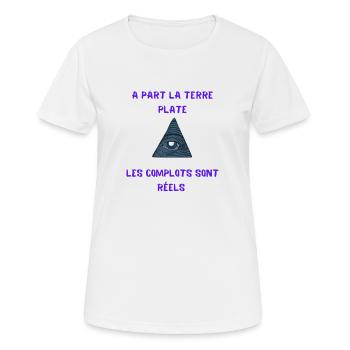 Tee shirt vêtements terre plate conspiration comp - T-shirt respirant Femme - blanc - Devant - AI Model Female 172 dark (172cm)