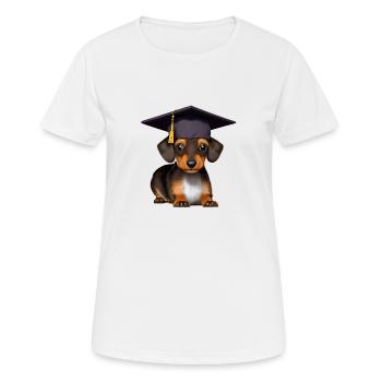 Bachelor Dachshund Graduation University - T-shirt respirant Femme - blanc - Devant - AI Model Female 172 dark (172cm)