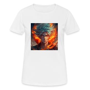 Fire Guy - Frauen T-Shirt atmungsaktiv - Weiß - Vorne - AI Model Female 172 dark (172cm)