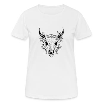 Kuh Schädel Boho - Frauen T-Shirt atmungsaktiv - Weiß - Vorne - AI Model Female 172 dark (172cm)