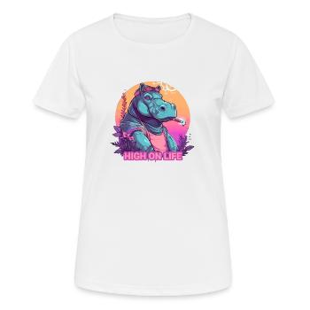 Hippos - High on Life - Frauen T-Shirt atmungsaktiv - Weiß - Vorne - AI Model Female 172 dark (172cm)