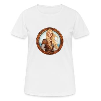 Pucelle blonde en portrait viking - T-shirt respirant Femme - blanc - Devant - AI Model Female 172 dark (172cm)
