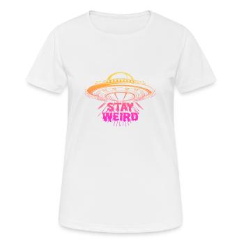 Stay Weird - Frauen T-Shirt atmungsaktiv - Weiß - Vorne - AI Model Female 172 dark (172cm)