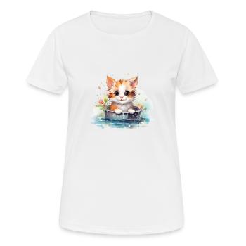 niedliches, Baby Kätzchen handgemalt, Wasserfarben - Frauen T-Shirt atmungsaktiv - Weiß - Vorne - AI Model Female 172 dark (172cm)