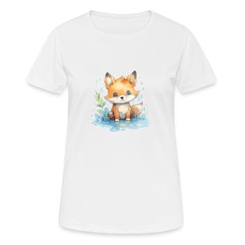 niedlicher, Baby Fuchs handgemalt, Wasserfarben - Frauen T-Shirt atmungsaktiv - Weiß - Vorne - AI Model Female 172 dark (172cm)