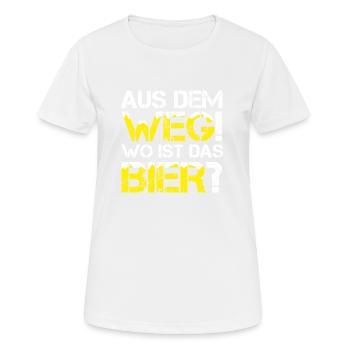 Lustiges Mallorca AUS DEM WEG WO IST DAS FREIBIER? - Frauen T-Shirt atmungsaktiv - Weiß - Vorne - AI Model Female 172 dark (172cm)