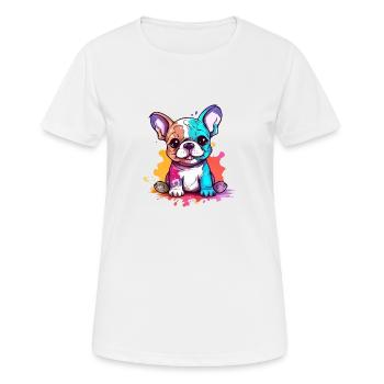 Petit chiot bouledogue Résumé français - T-shirt respirant Femme - blanc - Devant - AI Model Female 172 dark (172cm)