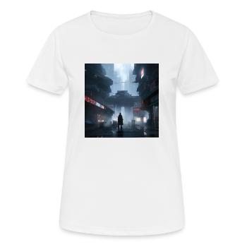 Shadow Ronin: Samurai Silhouette in a Rainy - Women's Breathable T-Shirt - white - Front - AI Model Female 172 dark (172cm)