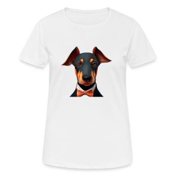 Doberman Chien Doberman Dresseur Doberman Chiot Doberman - T-shirt respirant Femme - blanc - Devant - AI Model Female 172 dark (172cm)