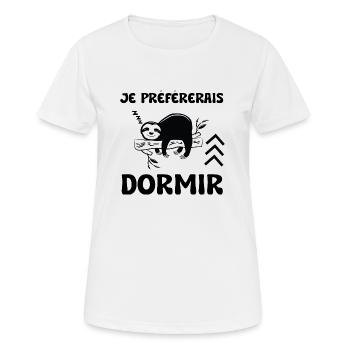 je préférerais dormir - T-shirt respirant Femme - blanc - Devant - AI Model Female 172 dark (172cm)