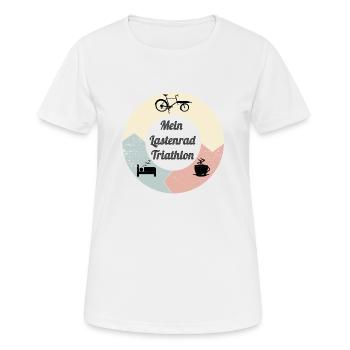 Lastenrad Triathlon, eat sleep repeat - Frauen T-Shirt atmungsaktiv - Weiß - Vorne - AI Model Female 172 dark (172cm)