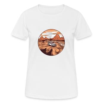 Roadtrip Through the Desert: Car in Desert - Women's Breathable T-Shirt - white - Front - AI Model Female 172 dark (172cm)