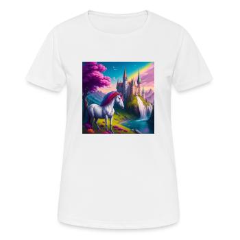 Magisches Einhorn im Wunderland - Frauen T-Shirt atmungsaktiv - Weiß - Vorne - AI Model Female 172 dark (172cm)