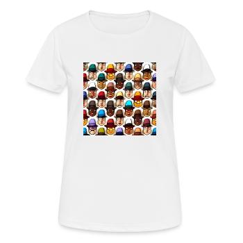 Gesicht im Hut Muster - Frauen T-Shirt atmungsaktiv - Weiß - Vorne - AI Model Female 172 dark (172cm)