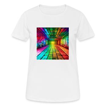 3D-Regenbogen-Quadrate - Frauen T-Shirt atmungsaktiv - Weiß - Vorne - AI Model Female 172 dark (172cm)