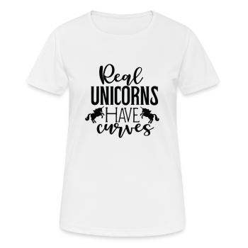 Les vraies licornes ont des courbes - T-shirt respirant Femme - blanc - Devant - AI Model Female 172 dark (172cm)