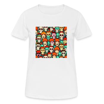 Colorful Skulls Patern - Women's Breathable T-Shirt - white - Front - AI Model Female 172 dark (172cm)