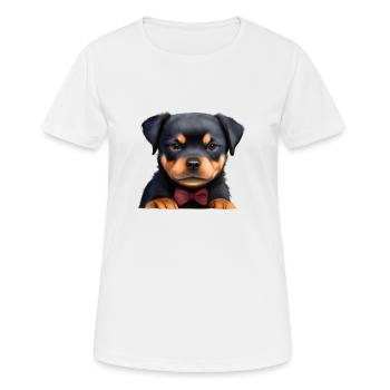 Rottweiler Dogs with Bow Tie Dog Suit Puppy - Women's Breathable T-Shirt - white - Front - AI Model Female 172 dark (172cm)