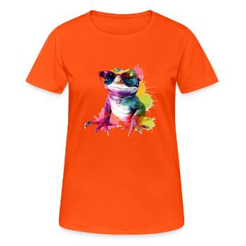 Rako die Eidechse - Frauen T-Shirt atmungsaktiv - Neonorange - Vorne - AI Model Female 172 dark (172cm)