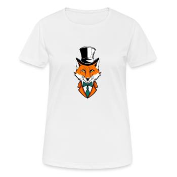 Fuchs mit Zylinder - Frauen T-Shirt atmungsaktiv - Weiß - Vorne - AI Model Female 172 dark (172cm)