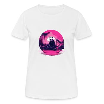 Synthwave Panda Japan Sunset - Frauen T-Shirt atmungsaktiv - Weiß - Vorne - AI Model Female 172 dark (172cm)
