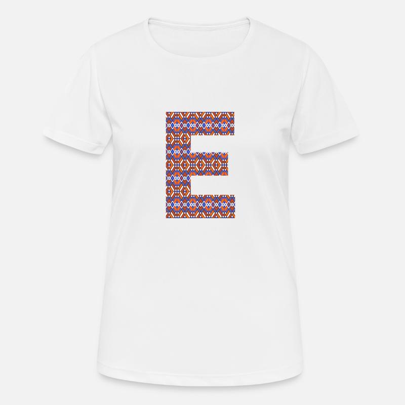 Monogram Letter E- geometric pattern - Women's Breathable T-Shirt - white