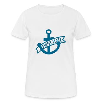 First Mate - Frauen T-Shirt atmungsaktiv - Weiß - Vorne - AI Model Female 172 dark (172cm)