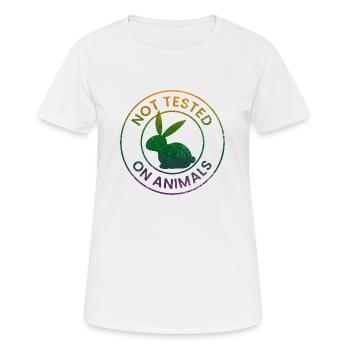 Not tested on animals - Women's Breathable T-Shirt - white - Front - AI Model Female 172 dark (172cm)