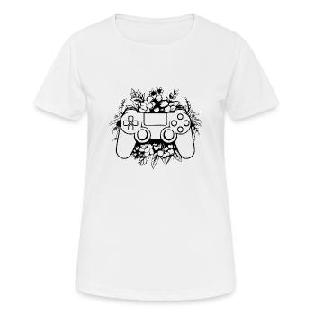 Manette de jeu de jeux vidéo - T-shirt respirant Femme - blanc - Devant - AI Model Female 172 dark (172cm)