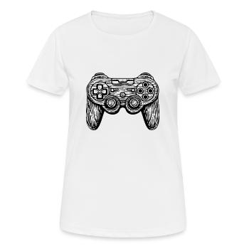 Manette de jeu de jeux vidéo - T-shirt respirant Femme - blanc - Devant - AI Model Female 172 dark (172cm)