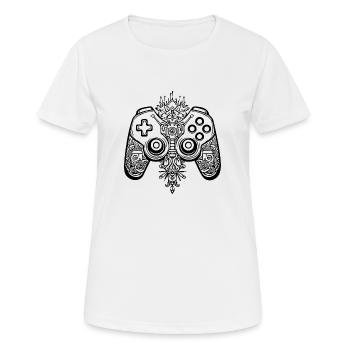 Manette de jeu de jeux vidéo - T-shirt respirant Femme - blanc - Devant - AI Model Female 172 dark (172cm)